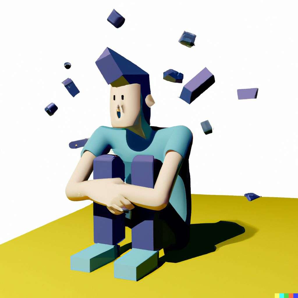 a representation of anxiety, low polygon isometric render